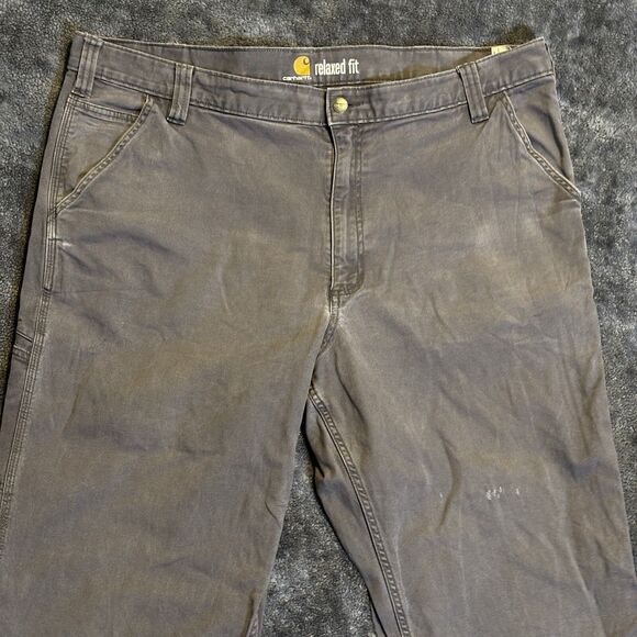 Carhartt Pants Work Men’s Relaxed Fit 42x32 Gray Utility Chino Durable - Picture 10 of 10